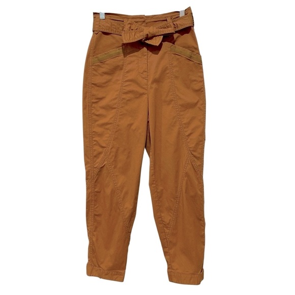Anthropologie Ellie Embroidered Cotton Utility Pants with Belt 2 Tan - Picture 6 of 16